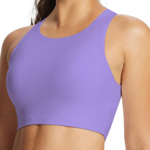 Hot Selling High Quality Custom Workout Gym Fitness <b>Top</b> <b>Cross</b> Back Crew Neck Yoga Bra Breathable Eco-Friendly 100% Polyester - Product Image 1