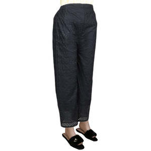 Pantalon chikan à pattes d'éléphant pour femme - noir - Product Image 1