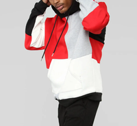 Survêtement urbain streetwear à capuche uni avec empiècements contrastants, poche pochette blanche, épaules tombantes oversize, en molleton de coton pour homme
