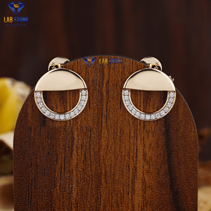 Pendiente de oro amarillo de 18K con diamante de corte brillante redondo TDW 0,30, joyería de fuente HPHT/CVD - Product Image 1