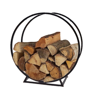 Soporte de troncos para chimenea de Metal de hierro, estante de madera para fuego interior y exterior, herramientas redondas para chimenea con acabado negro, soportes para troncos - Product Image 4