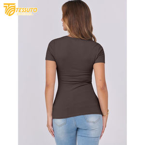 Camisetas recortadas blancas personalizadas para mujer al por mayor, Top corto ajustado de algodón transpirable para bebé, diseño informal con estampado de pantalla - Product Image 6