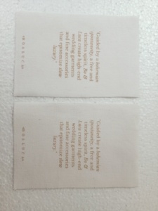 Étiquettes de tissu de coton sérigraphié sur mesure pour créateurs de vêtements et fabricants de vêtements pour la promotion de sacs - Product Image 4