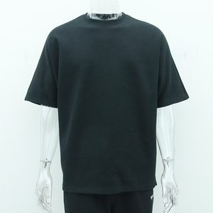 เสื้อยืดพิมพ์ลาย boxy กว้างสำหรับผู้ชายเสื้อยืดผ้าฝ้ายน้ำหนักมากเสื้อยืดโอเวอร์ไซส์สีดำสีขาว - Product Image 1