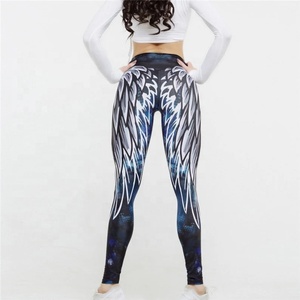 Angel Wings Quần Legging Thể Thao Yoga In Hình Quần Yoga Cạp Cao Quần Bó Tập Thể Dục Cho Nữ Tập Gym Cỡ Lớn - Product Image 5