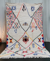 Magnifique tapis en laine azilal fait à la main tapis marocain avec motifs colorés tapis en laine tissé à la main tapis et ensembles