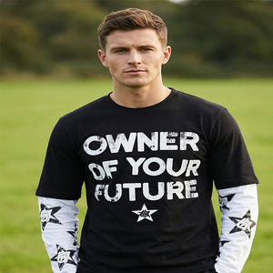 Graphic <b>Tops</b> <b>Crop</b> Tees & Hip Hop Print Long Thermal Sleeves Cotton Loose Fit - Product Image 1