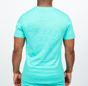 Camiseta deportiva de manga corta con estampado de transferencia de sublimación sólida de algodón personalizado de alta calidad para hombre - Product Image 2