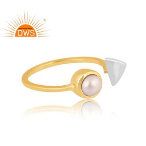 Latest Handmade Design 18K Gold Plated Natural Pearl <b>Adjustable</b> <b>Ring</b> Demi Fine Jewelry For Women Gift For Her - Product Image 2