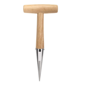 Herramientas de jardín manuales de acero inoxidable con mango de madera, herramienta práctica para perforar agujeros de jardín para exteriores - Product Image 6