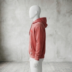 Sudadera con Capucha Mayra para Hombre, Color Coral Lavado, con Logotipo Rojo, Felpa, Estilo Urbano, Informal, Personalizable, Venta al Por Mayor, OEM - Product Image 3