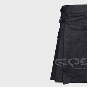 COSH KILTS Classic Noir Tactical Denim Utility Kilt Fusión elegante de borde urbano y diseño práctico - Product Image 5