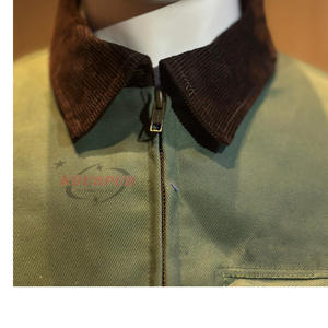 Chaqueta Bomber de Lona para Hombre con Cuello Alto, Cierre de Cremallera, Resistente al Viento, Logotipo Personalizado, Marca Privada, Peso Pesado - Product Image 4
