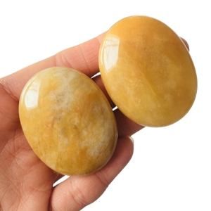 Pierres de paume en aventurine jaune naturelle, vente en gros, polies, de haute qualité, Feng Shui, pierre de paume ovale de guérison - Product Image 1