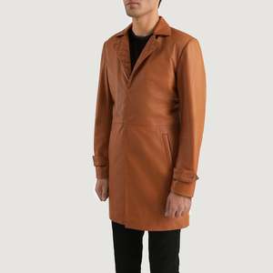 Abrigo de Cuero Marrón Infinity, Elegante Abrigo con Capucha, Decoración Estampada, Relleno de Lana Cálida, Informal, Formal, Tejido de Punto Suave y Delgado - Product Image 2