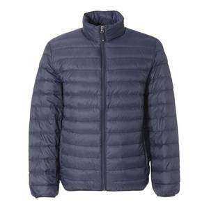 Men's Classic Navy <b>Packable</b> <b>Jacket</b> Winter Sheep Skin Casual Style Weatherproof and Breathable with Zipper Closure - Product Image 1