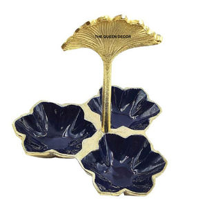 Factory Large Capacity Premium Quality Metal Salad <b>Mixing</b> <b>Bowls</b> 3 Partition Leaf Shape Enamel <b>Color</b> Decorative - Product Image 1