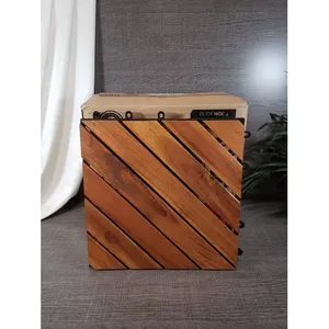 Acadia Paquete de 10 12 \ "X 12 \" Azulejos de suelo de madera entrelazados Impermeable 10 Ft2 Madera de Acacia sólida Clasificación de superficie ABC - Product Image 1