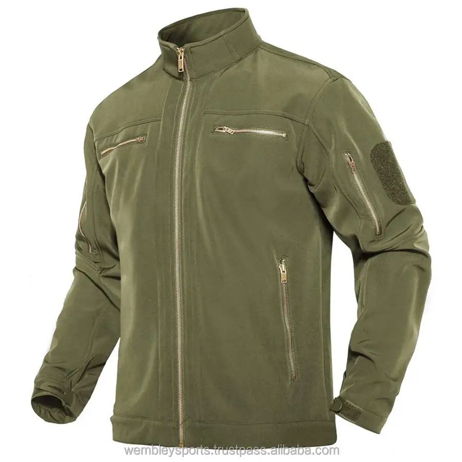 Men's Softshell Waterproof Windproof Multi-Pocket Coats Heavy Fleece Stand Collar Jacket Autumn Winter Fleece Tactical Jackets