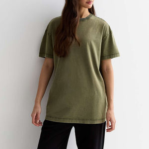 Camiseta de Algodón 100% Lavada con Ácido, Transpirable, de Secado Rápido, Estilo Holgado, Ecológica, Personalizable, para Mujer, Verano, Directo de Fábrica - Product Image 1