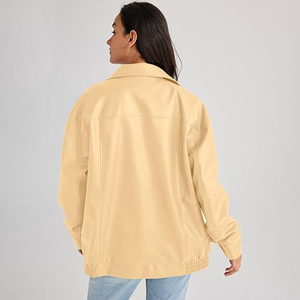 Personnalisé 2024 femmes peau de mouton cuir surdimensionné hiver mode veste respirant coupe-vent écologique broderie décorée - Product Image 3