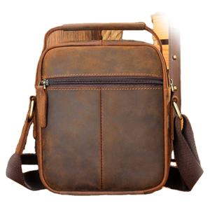 Sac bandoulière vintage en cuir PU avec chaîne, étanche, avec coussin d'air, fermeture éclair et fermoir – Sac de sport unisexe tendance pour l'extérieur - Product Image 2