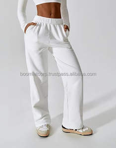 กางเกงวอร์มเอวสูงสำหรับผู้หญิงกางเกงออกกำลังกายเอวยางยืดระบายอากาศได้ทรงหลวมวิ่งบนท้องถนนผ้าแคนวาสสำหรับกีฬาฤดูหนาวตามสั่ง - Product Image 3