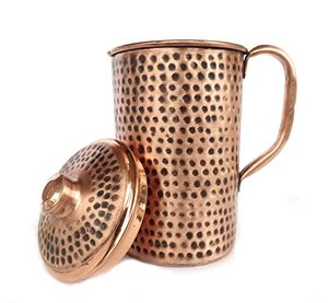 High Quality Antique Style Hammered Drinking Metal Water Jug With Handle For Home Hotel Kitchen <b>Accessories</b> - Product Image 3