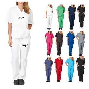 2025 gommages médicaux personnalisés pour femmes uniformes d'allaitement Polyester à manches courtes infirmière pantalon ensemble tissu tissé pour les hôpitaux - Product Image 1