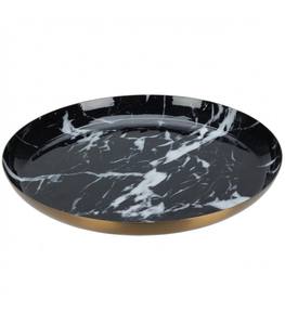 Plateau de service en marbre rond de nouvelle conception pour restaurant hôtel et maison plateau de service couleur dorée et noire plateaux de service fournitures - Product Image 6