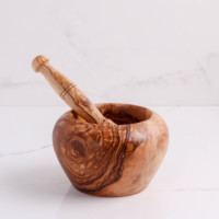 Mortier et pilon en bois grand format, faits à la main, écologiques et durables, pour herbes et épices, lavage à la main uniquement
