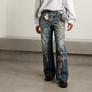 ผู้ผลิตกางเกงยีนส์เดนิม กางเกงยีนส์ทรงหลวมพิมพ์ลายดิจิตอล DTG ออกแบบเองสำหรับผู้ชาย - Product Image 1