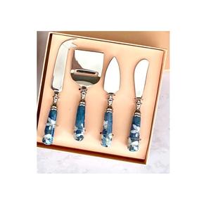 Ensemble de 4 couteaux à fromage en acier inoxydable au design unique avec vernis fait à la main pour restaurant et article de cadeau de mariage - Product Image 4