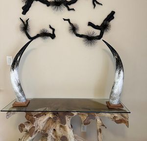 Juego de Cuernos de Buey Decorativos con Incrustaciones de Ágata - Decoración Rústica Ecológica de Estilo Animal/Náutico para Sala de Estar y Dormitorio - Product Image 2