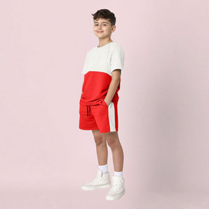 Conjunto de Camiseta de Manga Corta para Niñas y Niños, Primavera-Otoño 2026, Estilo Casual, Dos Piezas para Verano, Suministro ODM, Diseño Liso - Product Image 1