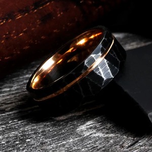 แหวนทุบหินเหล็กทังสเตนคาร์ไบด์แหวนเหล็กดามัสกัสลายบิดของขวัญสำหรับการหมั้นและแหวนแต่งงานของคุณ - Product Image 2