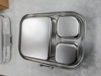 Boîte à bento en acier inoxydable 304, 900 ml, 3 compartiments, avec couvercle Tritan, étanche, compatible micro-ondes, pour préparation de repas