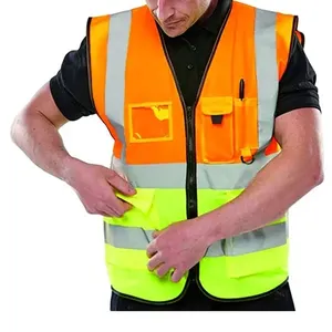 Männer arbeiten tragen Sicherheits westen Jacken Hi Vis reflektierende Sicherheits weste mit Multi Pocket Custom Logo
