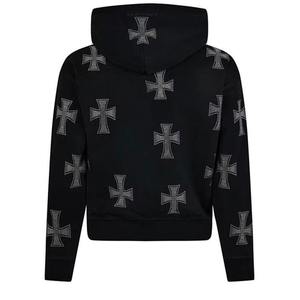 Full-Zip Rhinestone Tracksuit Hood <b>Sparkle</b> Crystal Logo Winter Hooded <b>Top</b> Streetwear 2-Piece - Product Image 5