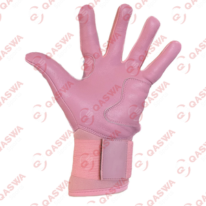 Guantes de bateo de béisbol rosa con puño largo de cuero Guantes de bateo de béisbol antideslizantes de la mejor calidad para adultos - Product Image 2