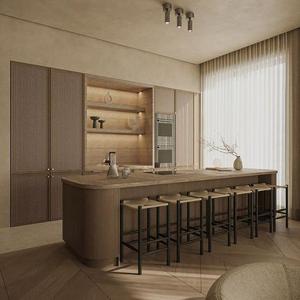 Tùy Chỉnh Sang Trọng Cổ Hạt Gỗ Không Khung Tủ Bếp Với Cửa Kính Chống Ẩm Ăn Cao Cấp Cung Cấp Chất Lượng - Product Image 1