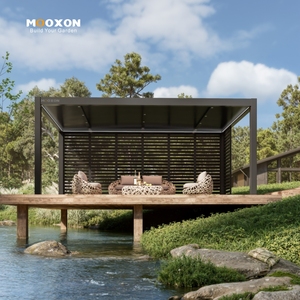 Pergola en aluminium à toit fixe arqué avec drainage rapide des eaux de pluie et drainage intégré pour les patios et les espaces de vie extérieurs - Product Image 1