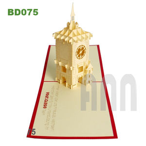 ANN HANDICRAFT Carte de vœux 3D pop-up de haute qualité, faite à la main, en forme de Tour de l'Horloge de Berne, en papier découpé, avec vernis mat - Product Image 6