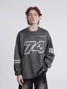 Nouveau sweat-shirt oversize pour homme, imprimé lettres, col rond vintage, manches longues, pull ample à motifs, streetwear unisexe - Product Image 2