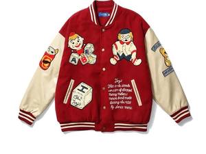 Haute Qualité Vintage Style Bomber Varsity Veste Brodé Laine Manteau À La Mode Patchwork Collège Surdimensionné Hiver Toile Matériel - Product Image 2