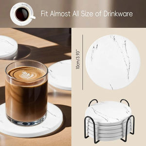 Posavasos de sublimación de cerámica de estilo mármol clásico de último diseño, tamaño personalizado con fondo de corcho - Product Image 6