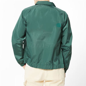 SONISPO Men's Green Waterproof Polyester Windproof <b>Coach</b> Jacket Regular Fit Turn-Down Collar Solid Color Zipper Closure Casual - Product Image 5