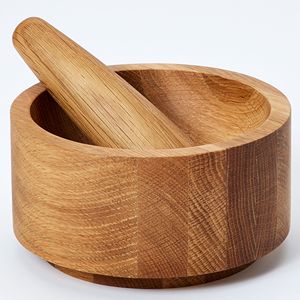 Ensemble de mortier et de pilons en bois de forme ronde, broyeur d'épices, de poivre, d'herbes, bol de mélange d'ail - Product Image 5