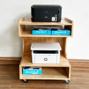 Natural Wood 2-Tier Mobile Printer <b>Shelf</b> TCN68039-60x50x70cm Office Furniture - Product Image 3