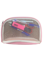 Pochette de voyage portable transparente avec fermeture éclair pour maquillage et articles de toilette, personnalisable avec logo, en nylon maillé transparent
